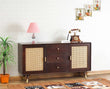 Boston Solid Wood Rattan Cane Two Door  Sideboard with three Drawers Furniselan Grey-Finish