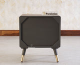 Boston Solid Wood Rattan Cane Two Drawer Bedside Table - Bedside Table - Furniselan Slate-Grey