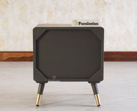 Boston Solid Wood Rattan Cane Two Drawer Bedside Table - Bedside Table - Furniselan Slate-Grey