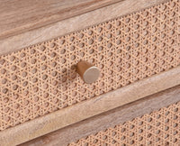Boston Solid Wood Rattan Cane Two Drawer Bedside Table - Bedside Table - Furniselan