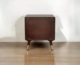 Boston Solid Wood Rattan Cane Two Drawer Bedside Table Furniselan Grey-Finish