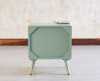 Boston Solid Wood Rattan Cane Two Drawer Bedside Table - Bedside Table - Furniselan Silt-Green