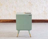 Boston Solid Wood Rattan Cane Two Drawer Bedside Table - Bedside Table - Furniselan Silt-Green