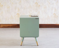 Boston Solid Wood Rattan Cane Two Drawer Bedside Table - Bedside Table - Furniselan Silt-Green