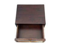 Boston Solid Wood Rattan Cane Two Drawer Bedside Table Furniselan Grey-Finish