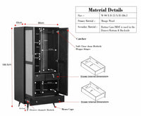 Boston Solid Wood Rattan Cane Wardrobe - Wardrobes & Cabinets - Furniselan