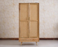 Boston Solid Wood Rattan Cane Wardrobe - Wardrobes & Cabinets - Furniselan