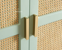 Boston Solid Wood Rattan Cane Wardrobe Furniselan  Silt Green
