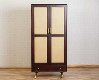 Boston Solid Wood Rattan Cane Wardrobe Furniselan Grey-Finish