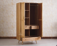 Boston Solid Wood Rattan Cane Wardrobe - Wardrobes & Cabinets - Furniselan