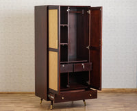 Boston Solid Wood Rattan Cane Wardrobe Furniselan Grey-Finish