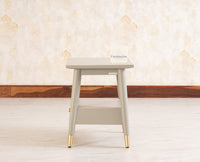 Boston solid wood rattan side table with one drawer - Bedside Table - Furniselan Cool-Grey