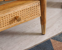 Boston solid wood rattan side table with one drawer - Bedside Table - Furniselan Natural-Finish