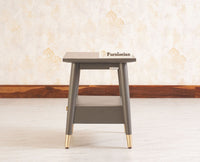 Boston solid wood rattan side table with one drawer Furniselan Slate-Grey