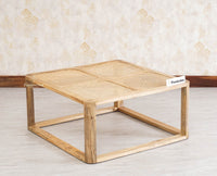 Boston Solid Wood Rattan Square Coffee Table Furniselan Natural-Finish