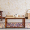 Boston Solid Wood Rattan Square Coffee Table - Coffee Table - Furniselan Brown-Finish