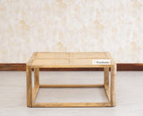 Boston Solid Wood Rattan Square Coffee Table Furniselan Natural-Finish