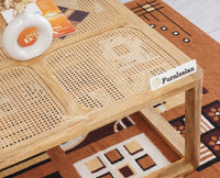 Boston Solid Wood Rattan Square Coffee Table Furniselan Natural-Finish