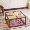 Boston Solid Wood Rattan Square Coffee Table - Coffee Table - Furniselan Brown-Finish