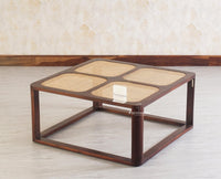 Boston Solid Wood Rattan Square Coffee Table - Coffee Table - Furniselan Grey-Finish