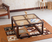 Boston Solid Wood Rattan Square Coffee Table - Coffee Table - Furniselan Grey-Finish