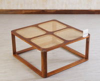 Boston Solid Wood Rattan Square Coffee Table - Coffee Table - Furniselan Brown-Finish