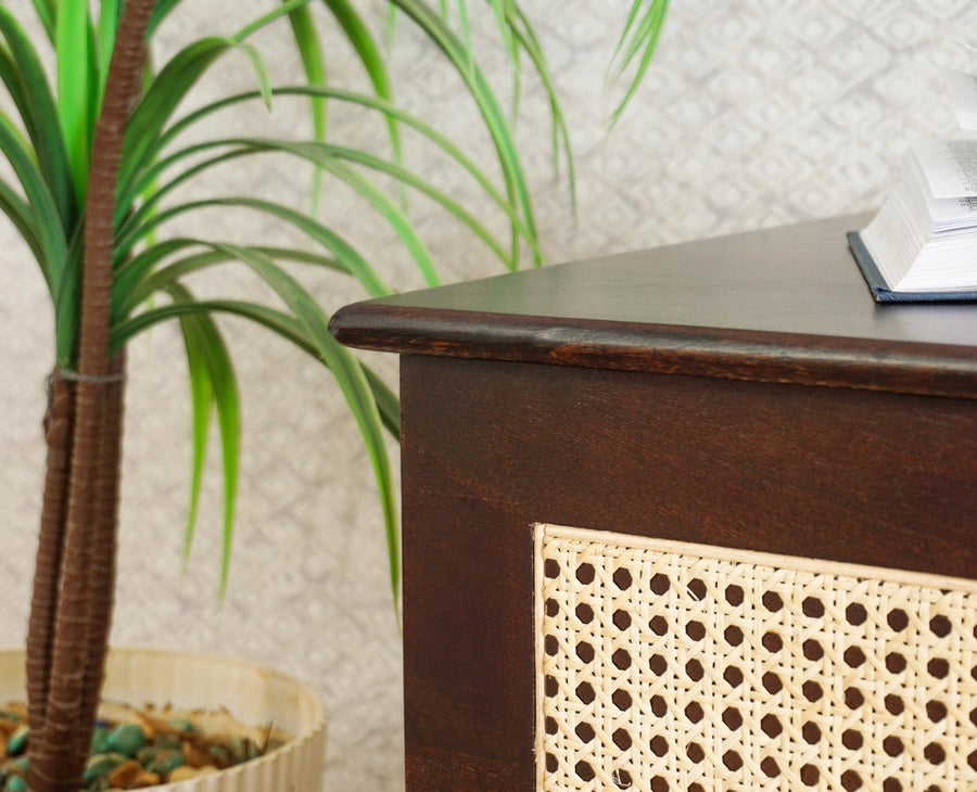 Boston Solid Wood Rattan Storage Trunk Box Furniselan Grey-Finish