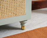 Boston Solid Wood Rattan Storage Trunk Box - Trunks & Cabinets - Furniselan Silt-Green
