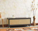 Boston Solid Wood Rattan Storage Trunk Box - Trunks & Cabinets - Furniselan Slate-Grey