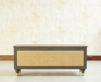 Boston Solid Wood Rattan Storage Trunk Box - Trunks & Cabinets - Furniselan Slate-Grey