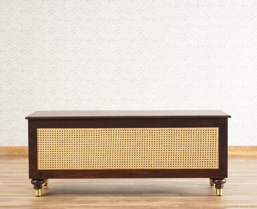 Boston Solid Wood Rattan Storage Trunk Box Furniselan Grey-Finish