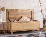 Boston Solid Wood Rattan Storage Trunk Box - Trunks & Cabinets - Furniselan