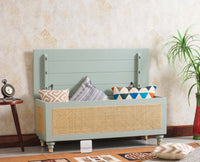 Boston Solid Wood Rattan Storage Trunk Box - Trunks & Cabinets - Furniselan Silt-Green