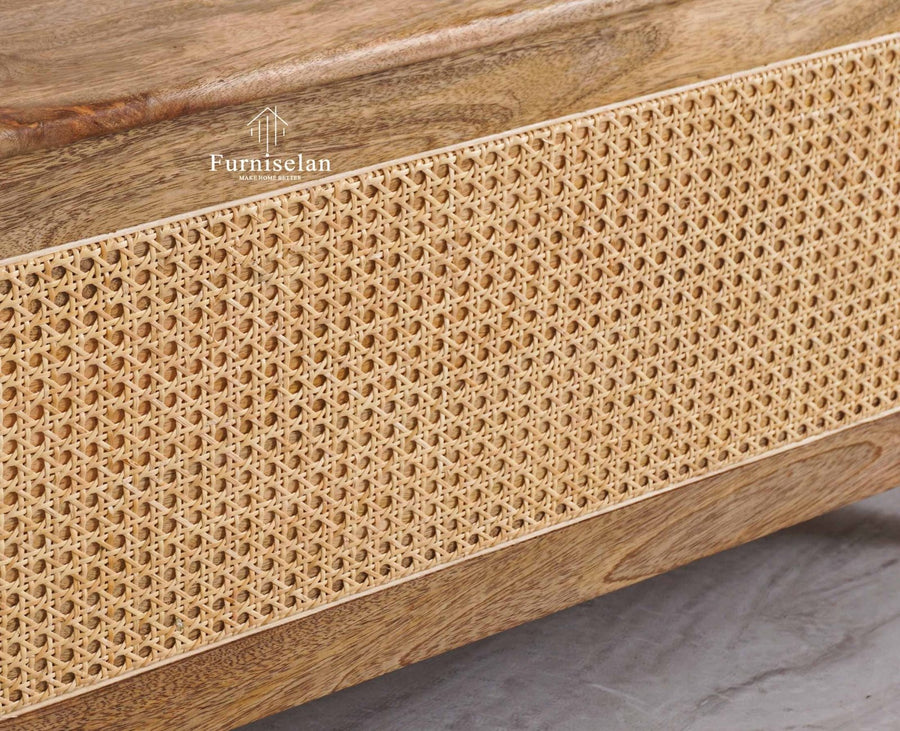 Boston Solid Wood Rattan Storage Trunk Box - Trunks & Cabinets - Furniselan
