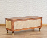 Boston Solid Wood Rattan Storage Trunk Box Furniselan Brown-Finish