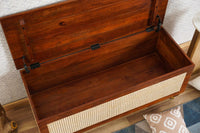 Boston Solid Wood Rattan Storage Trunk Box Furniselan Brown-Finish
