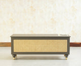 Boston Solid Wood Rattan Storage Trunk Box - Trunks & Cabinets - Furniselan Slate-Grey