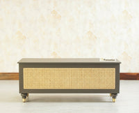 Boston Solid Wood Rattan Storage Trunk Box - Trunks & Cabinets - Furniselan Slate-Grey