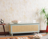 Boston Solid Wood Rattan Storage Trunk Box - Trunks & Cabinets - Furniselan Silt-Green