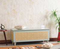 Boston Solid Wood Rattan Storage Trunk Box - Trunks & Cabinets - Furniselan Silt-Green