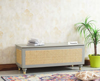 Boston Solid Wood Rattan Storage Trunk Box - Trunks & Cabinets - Furniselan Cool-Grey