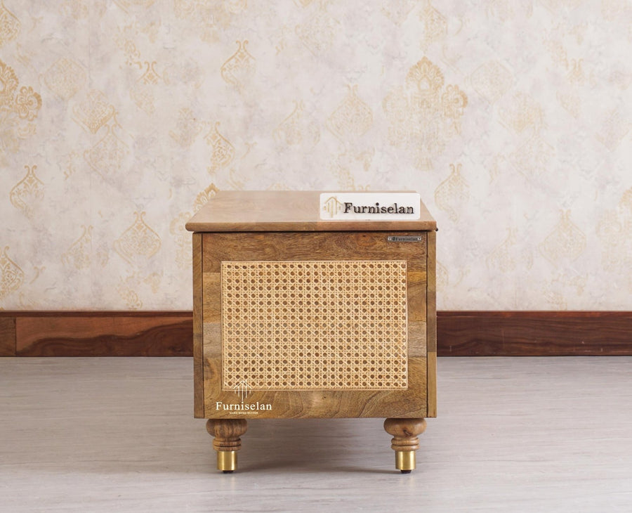 Boston Solid Wood Rattan Storage Trunk Box - Trunks & Cabinets - Furniselan