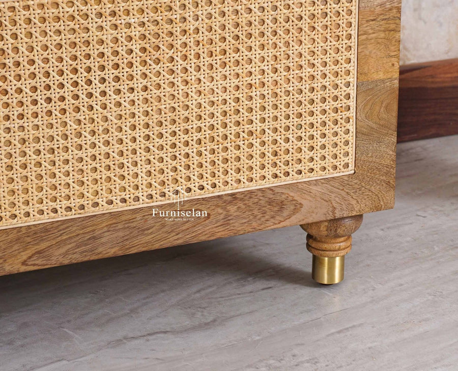 Boston Solid Wood Rattan Storage Trunk Box - Trunks & Cabinets - Furniselan