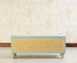 Boston Solid Wood Rattan Storage Trunk Box - Trunks & Cabinets - Furniselan Silt-Green