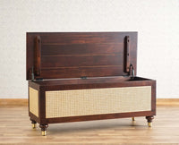 Boston Solid Wood Rattan Storage Trunk Box Furniselan Grey-Finish