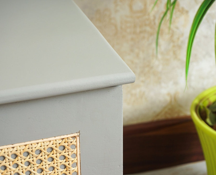 Boston Solid Wood Rattan Storage Trunk Box - Trunks & Cabinets - Furniselan Cool-Grey