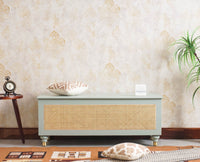 Boston Solid Wood Rattan Storage Trunk Box - Trunks & Cabinets - Furniselan Silt-Green