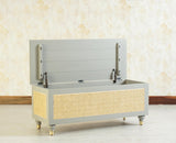 Boston Solid Wood Rattan Storage Trunk Box - Trunks & Cabinets - Furniselan Cool-Grey