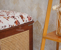 Boston Solid Wood Rattan Storage Trunk Box With Seating Cushion - Trunks & Cabinets - Furniselan Brown-Finish