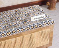 Boston Solid Wood Rattan Storage Trunk Box With Seating Cushion - Trunks & Cabinets - Furniselan - Natural Finish